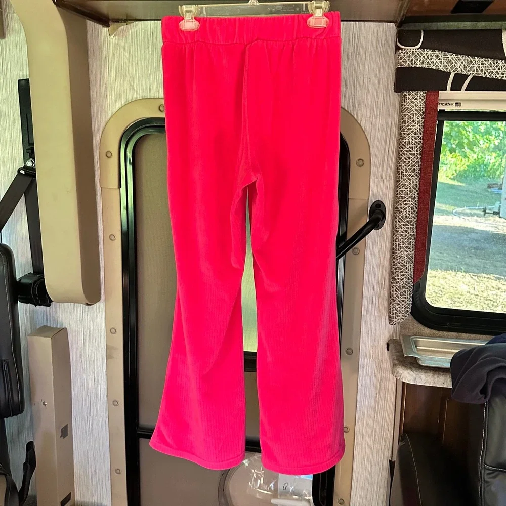 Jessica Simpson Hot Pink Velour Pants Size M Flare Leg Fuchsia Super Soft